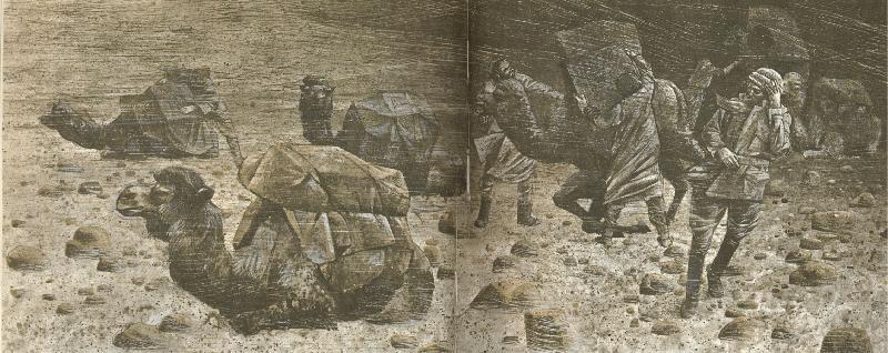 william r clark hedins expedition under en sandstorm langt inne i takla makanoknen i april 1894 Sweden oil painting art
